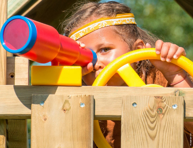 Jungle Cubby | Wooden climbing frame with fireman's pole