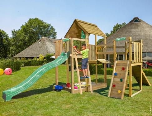 Jungle Cubby | Wooden climbing frame with slide & clatter bridge