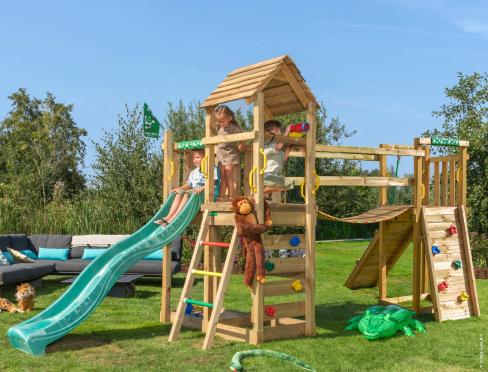Jungle Safari | Wooden climbing frame with slide & clatter bridge